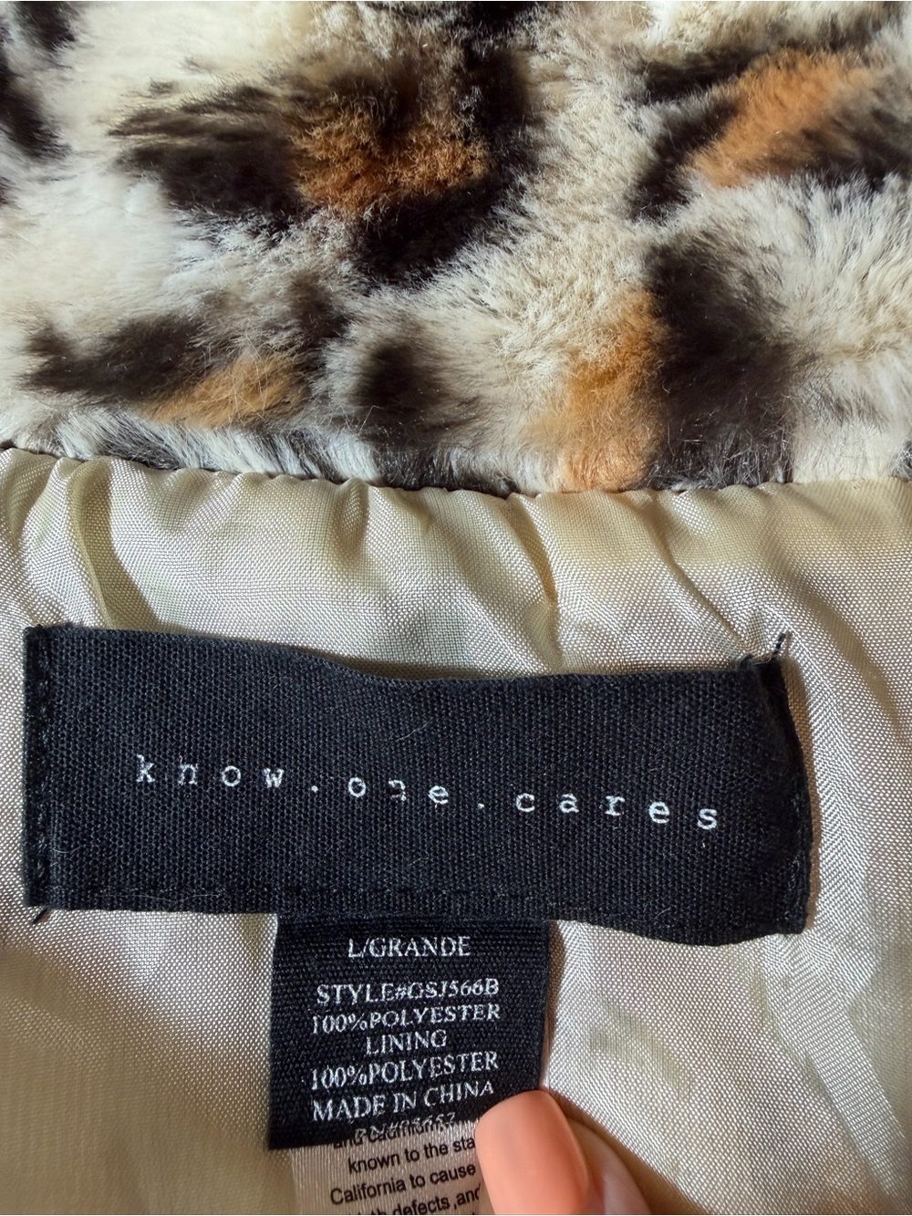 Know One Cares Leopard Faux Fur Jacket Women’s Large Animal Print Plush Zip Up - Picture 12 of 12